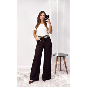Conjunto Blusa, Calça e Blazer - Marrom