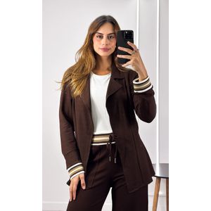 Conjunto Blusa, Calça e Blazer - Marrom