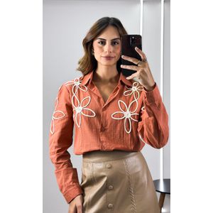 Saia Midi Courino com Botões - Bege