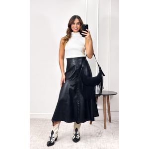 Blusa Tricô Moda Gola Alta - Branco