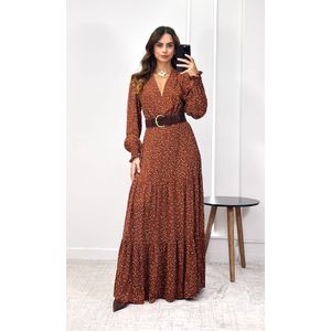 Vestido Linho com Manga Liberty - Marrom