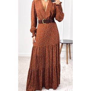 Vestido Linho com Manga Liberty - Marrom