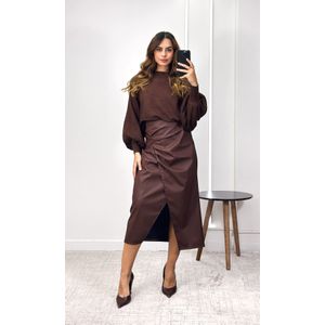 Blusa Ampla Tricô Modal Eloá - Marrom