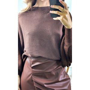 Blusa Ampla Tricô Modal Eloá - Marrom