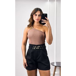 Short Alfaiataria Duplo Cinto - Preto