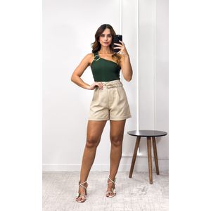 Short Alfaiataria Duplo Cinto - Bege