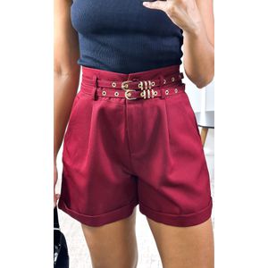 Short Alfaiataria Duplo Cinto - Bordô