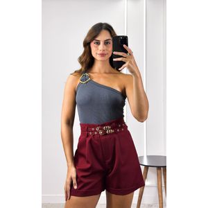Short Alfaiataria Duplo Cinto - Bordô