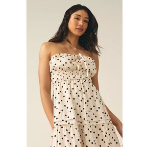 Vestido Longo Franzido Poá - Off