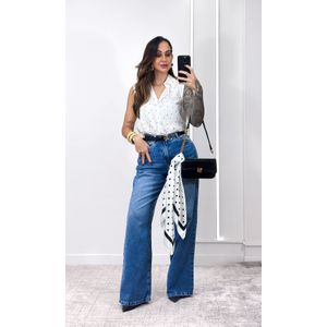 Camisa Cavada Poá - Branco