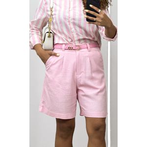 Camisa Algodão Listrada - Rosa/Branco