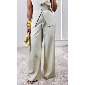 Conjunto Alfaiataria Colete e Calça Naomi - Bege Claro