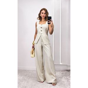 Conjunto Alfaiataria Colete e Calça Naomi - Bege Claro