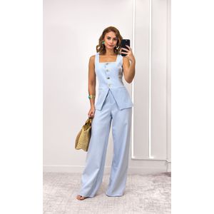 Conjunto Alfaiataria Colete e Calça Naomi - Azul Claro