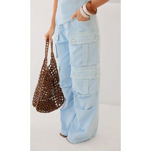 Corset Assimétrico Jeans sem alça - Azul Bebê