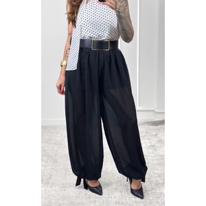 Blusa Um Ombro Gola Poá - Branco/Preto