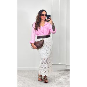 Saia Reta Crochê - Branco