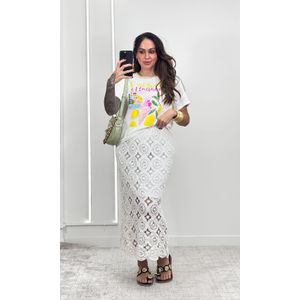 Saia Reta Crochê - Branco