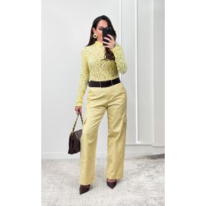 Blusa Rendada Gola Alta - Amarelo Candy