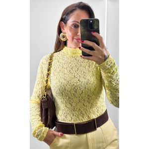 Blusa Rendada Gola Alta - Amarelo Candy