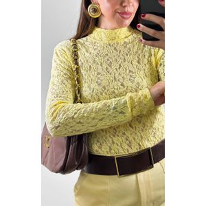 Blusa Rendada Gola Alta - Amarelo Candy