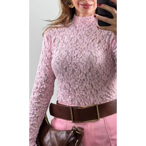 Blusa Rendada Gola Alta - Rosa Blush
