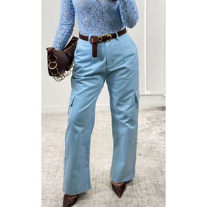 Blusa Rendada Gola Alta - Azul Candy