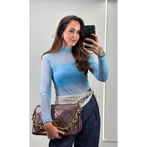 Body Tule Gola Alta - Azul Candy