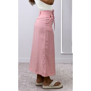 Saia Reta com Fenda - Rosa Chá