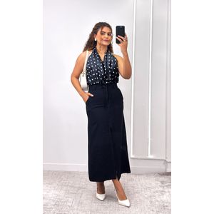 Saia Reta com Fenda - Preto