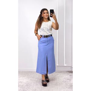 Saia Reta com Fenda - Azul Claro