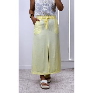 Saia Reta com Fenda - Amarelo Manteiga