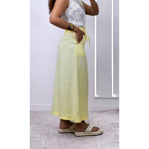 Saia Reta com Fenda - Amarelo Manteiga