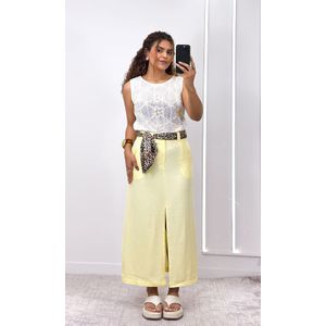 Saia Reta com Fenda - Amarelo Manteiga