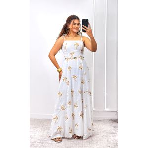 Vestido Bordado Coqueiro - Branco