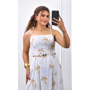 Vestido Bordado Coqueiro - Branco