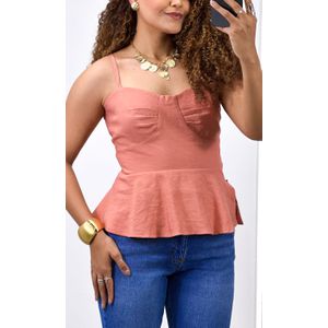 Blusa Alfaiataria Peplum - Peach