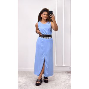 Conjunto Regata e Saia Reta Fenda - Azul Candy