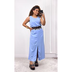 Conjunto Regata e Saia Reta Fenda - Azul Candy