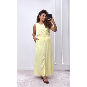 Conjunto Regata e Saia Reta Fenda - Amarelo Manteiga
