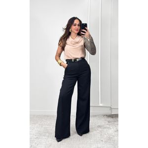 Calça Wide Leg Cinto Maki - Preto