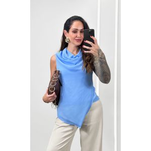 Blusa Gola Degage Botão Atrás - Azul Céu