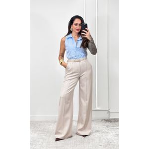 Camisa Cavada Gola Guipir - Azul Claro