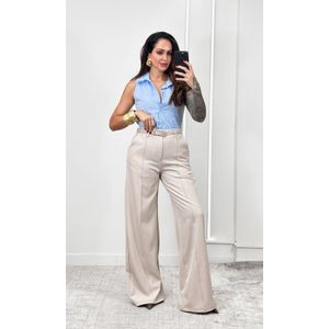 Camisa Cavada Gola Guipir - Azul Claro