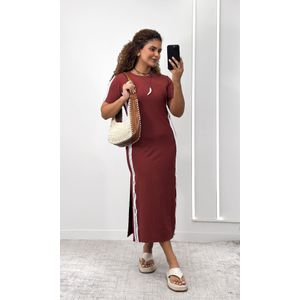 Vestido Malha Track - Terracota