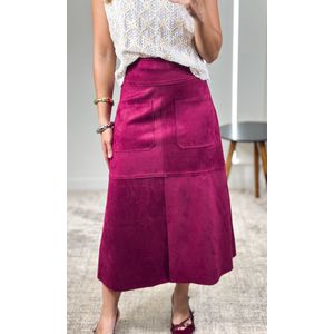 Saia Suede Midi com Bolsos - Marsala
