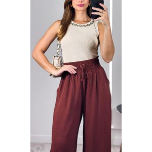 Calça Pantalona Crepe - Marrom