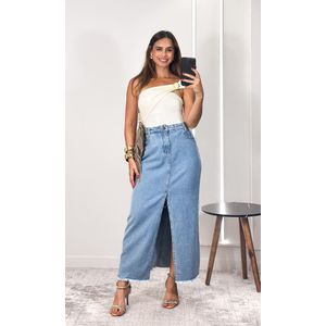Saia Midi Jeans Astrid - Azul