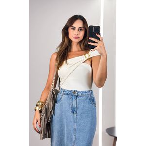 Saia Midi Jeans Astrid - Azul