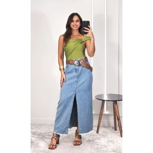 Saia Midi Jeans Astrid - Azul